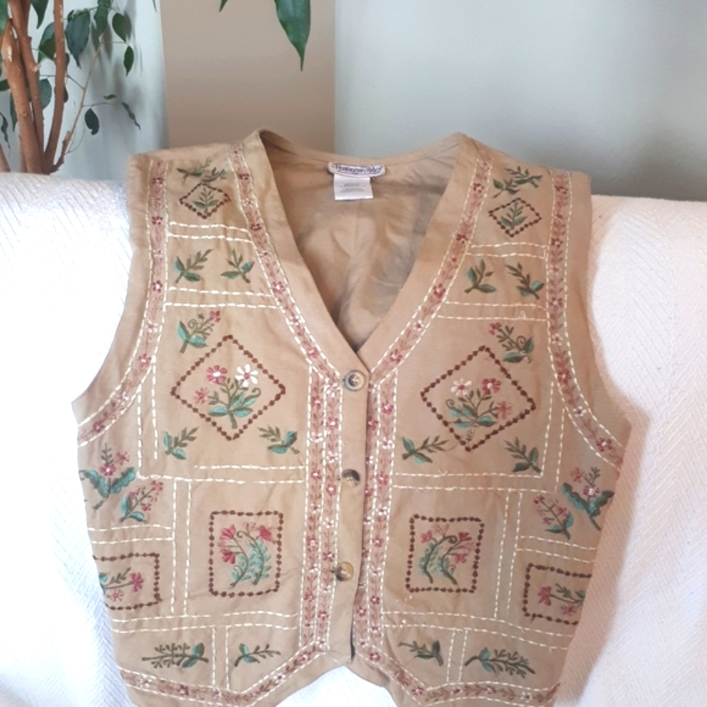 Unique vintage embroidered floral vest